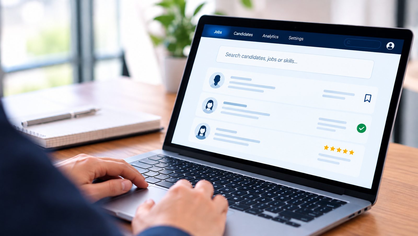 Recruitment platform on laptop